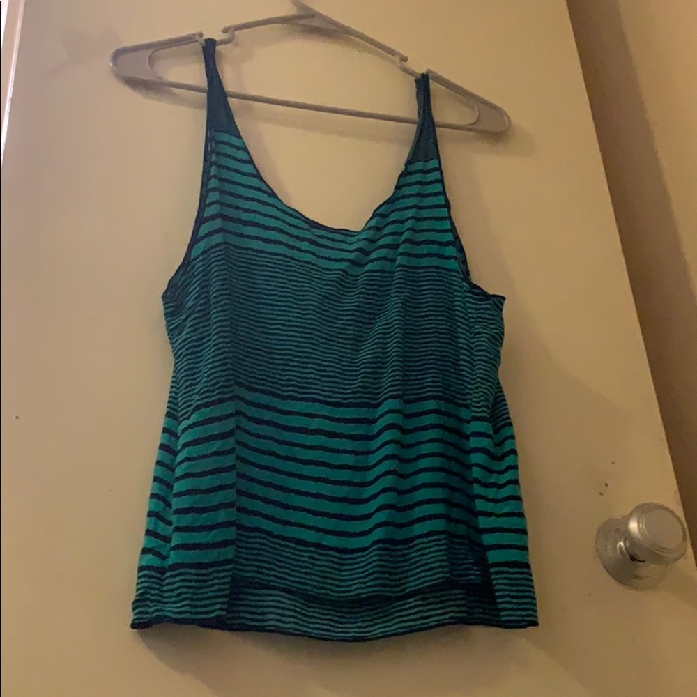 Blue and black tank top